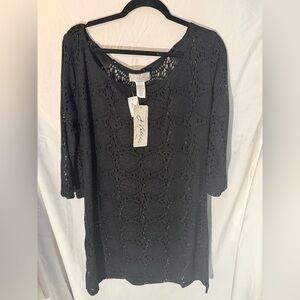 NWT J Valdi Black Lace Knit top